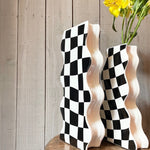 Ceramic Flower Vase” Plaid”