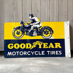 GOOD YEAR MOTORCYCLE TIRES Both Faces  Sign Board 1960s